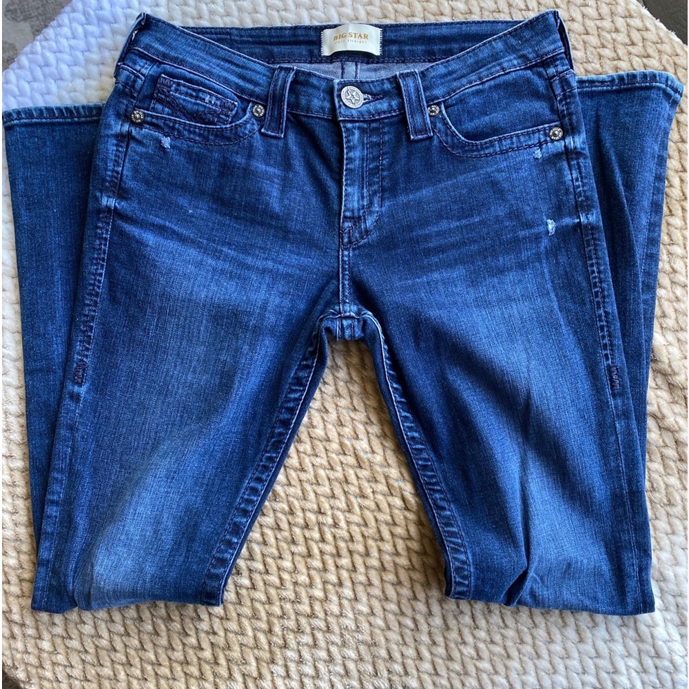 Big Star 1974 "Kate" Straight Leg Blue Distressed Jeans Size 27 R
